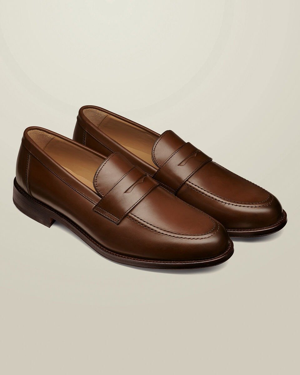Leather Penny Loafers - Chestnut Brown