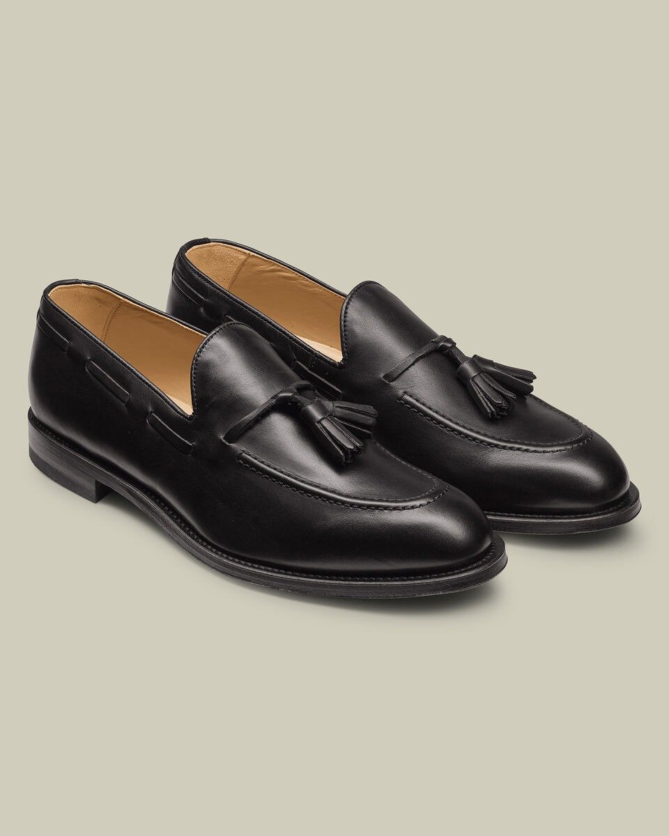 Leather Tassel Loafers - Black