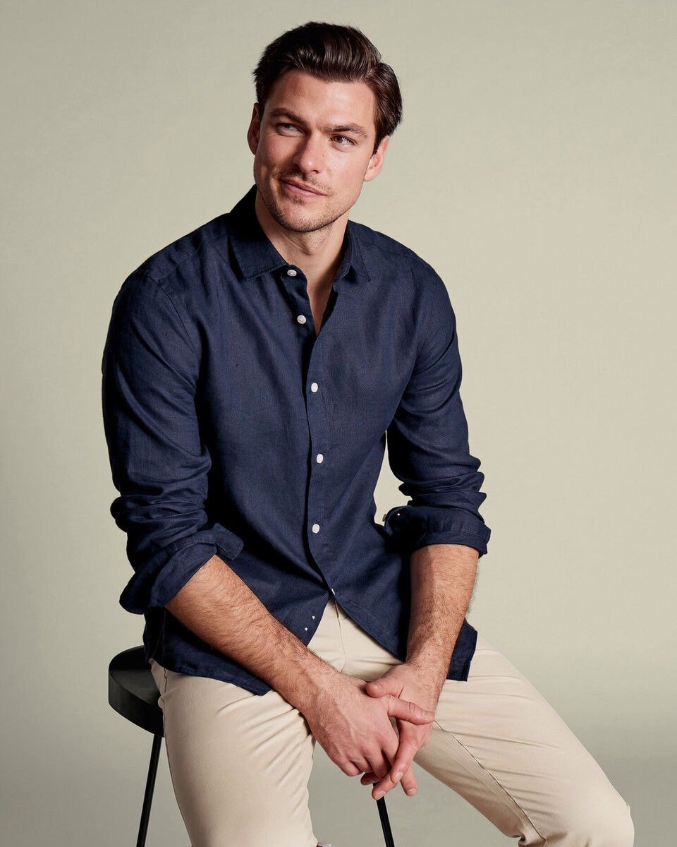 PURE LINEN SHIRT- NAVY