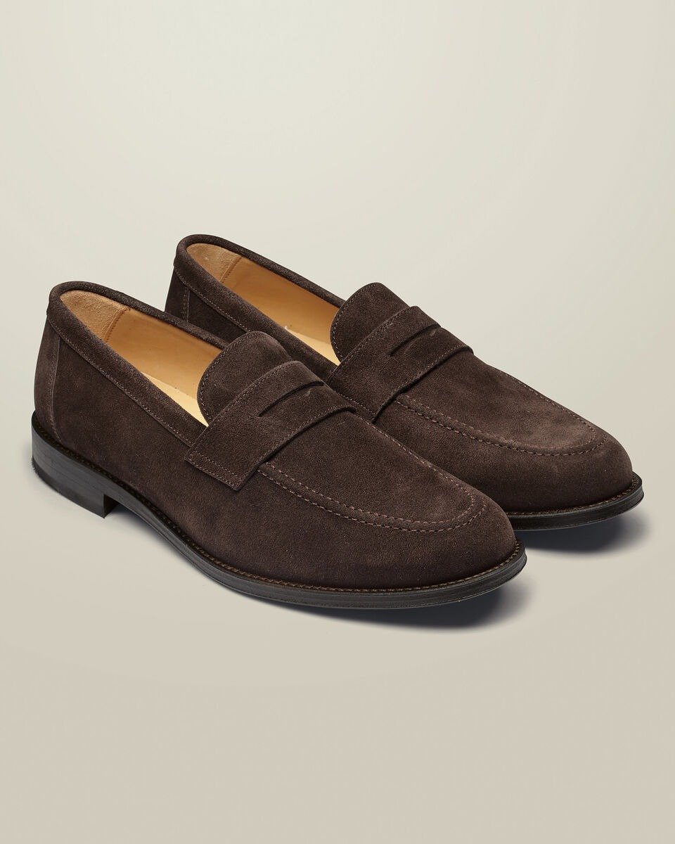 Suede Penny Loafers - Dark Chocolate Brown