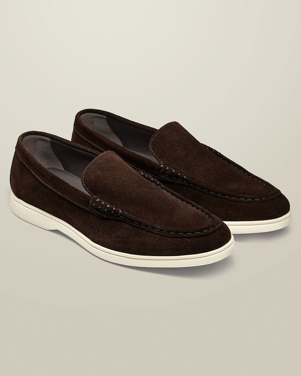 Suede Slip-On Loafers - Chocolate Brown