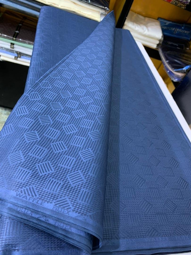 Navy detailed square waffle fabrics