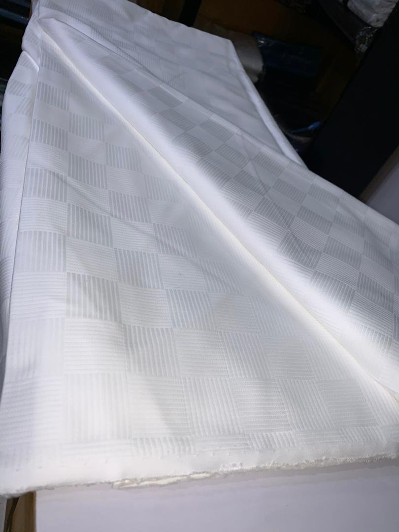 White draft detailed cotton fabric